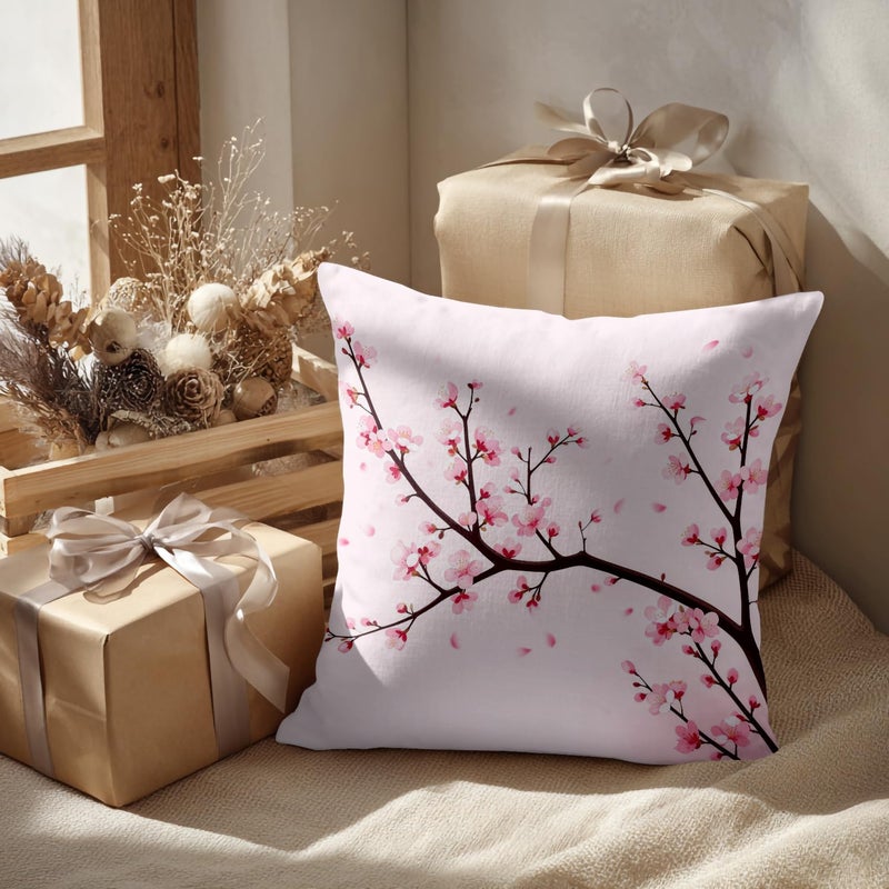 Batmerry Spring Pillows Decorative Throw Pillow Covers 18x18 Inch Set of 2, Pink Chinese Cherry Blossom Flower Japan Plum Branch Double Sided Square Pillow Cases Pillowcase Sofa Cushion - Image 2
